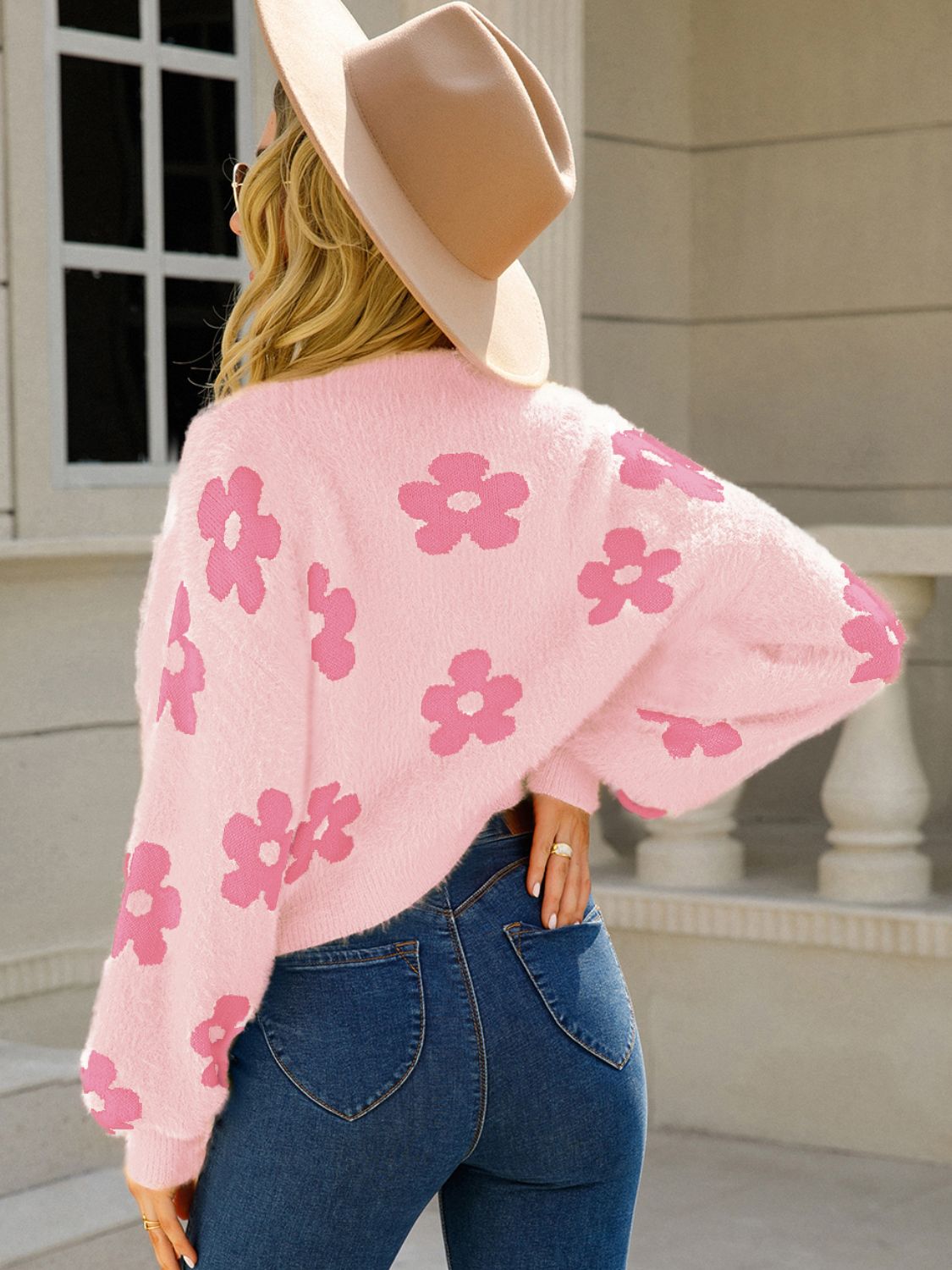 Angel Wings Flower Open Front Long Sleeve Cardigan-Angel Casuals