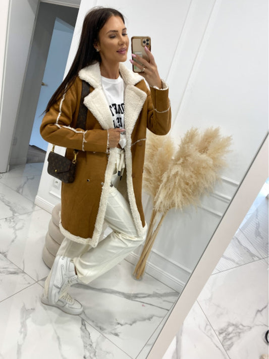 Lapel Collar Exposed Seam Buttoned Coat-Angel Casuals