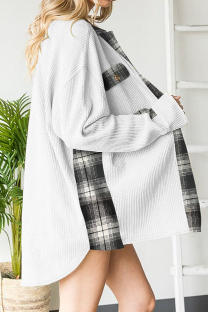 Plaid Button Down Collared Jacket-Angel Casuals