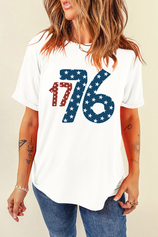 1776 Round Neck Short Sleeve T-Shirt-Angel Casuals