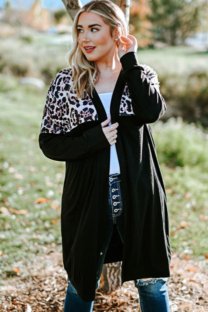 Plus Size Open Front Dropped Shoulder Cardigan-Angel Casuals