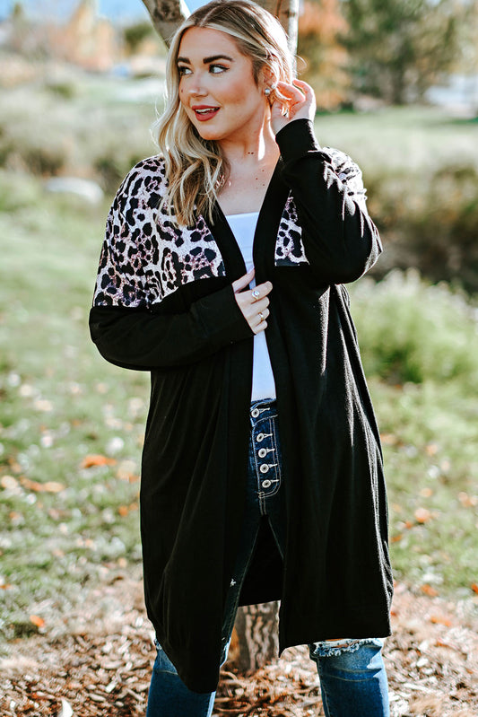 Plus Size Open Front Dropped Shoulder Cardigan-Angel Casuals