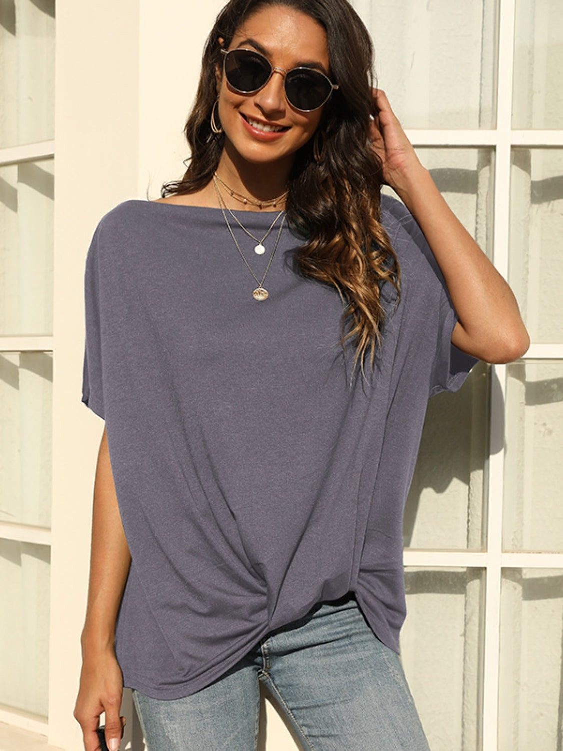 One Shoulder Short Sleeve T-Shirt-Angel Casuals