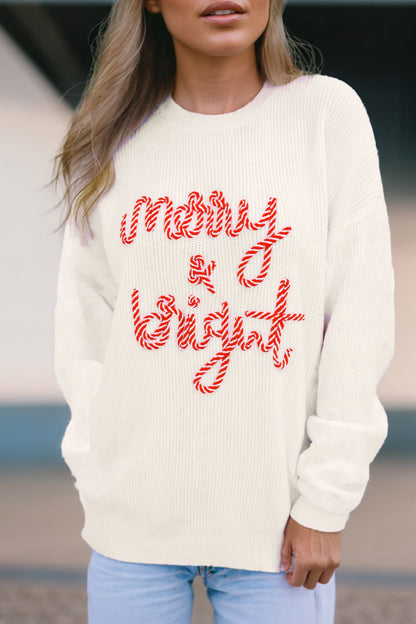 MERRY & BRIGHT Round Neck Sweater-Angel Casuals