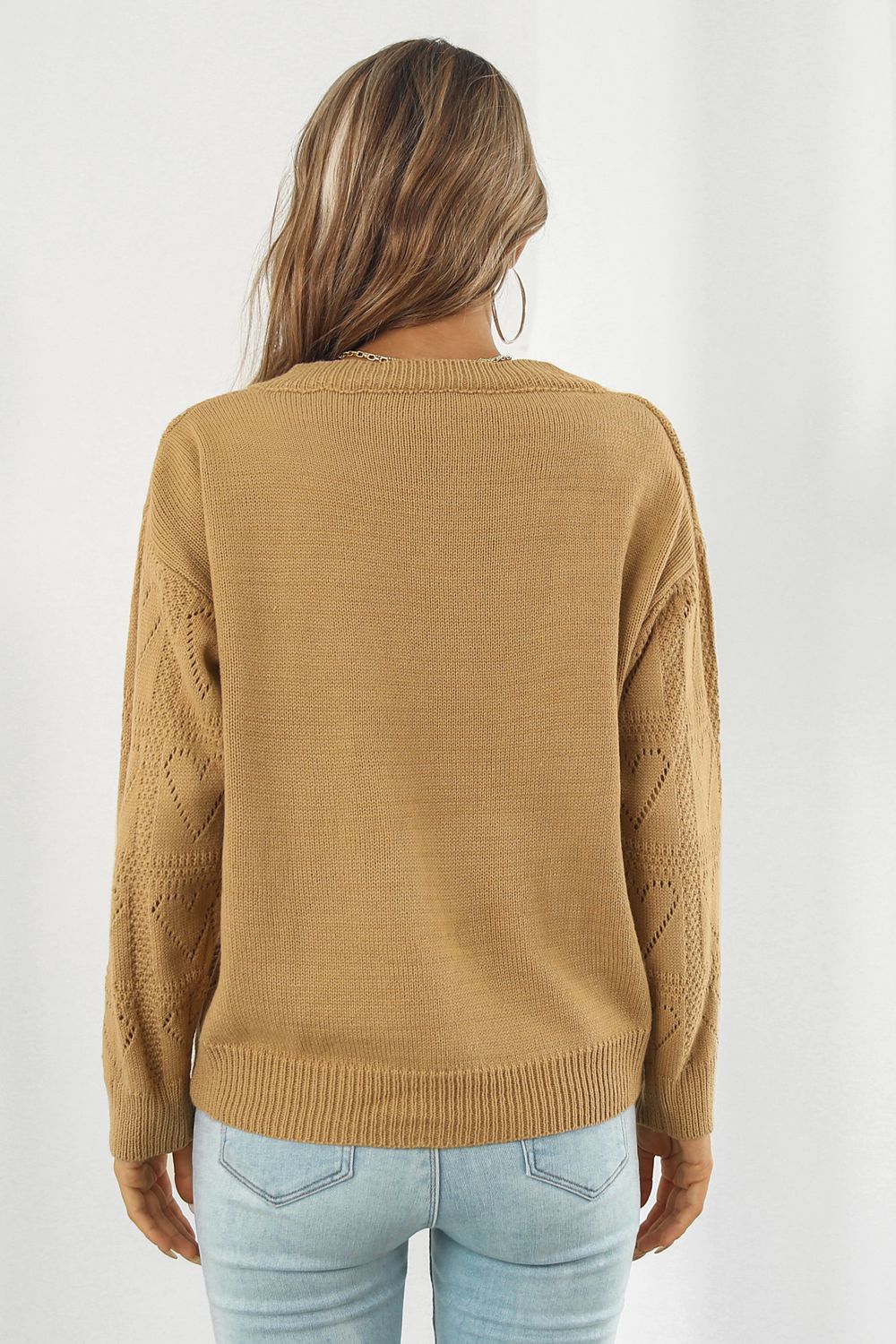 V-Neck Drop Shoulder Sweater-Angel Casuals