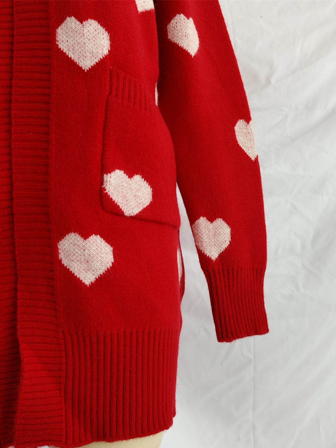 Heart Open Front Long Sleeve Cardigan-Angel Casuals