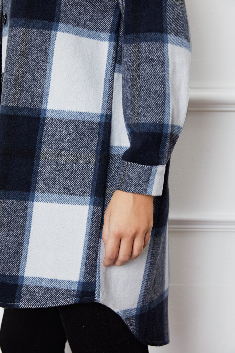 Plaid Button Up Collared Neck Outerwear-Angel Casuals