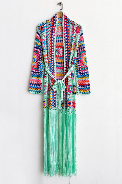 Fringe Tied Long Sleeve Cardigan-Angel Casuals