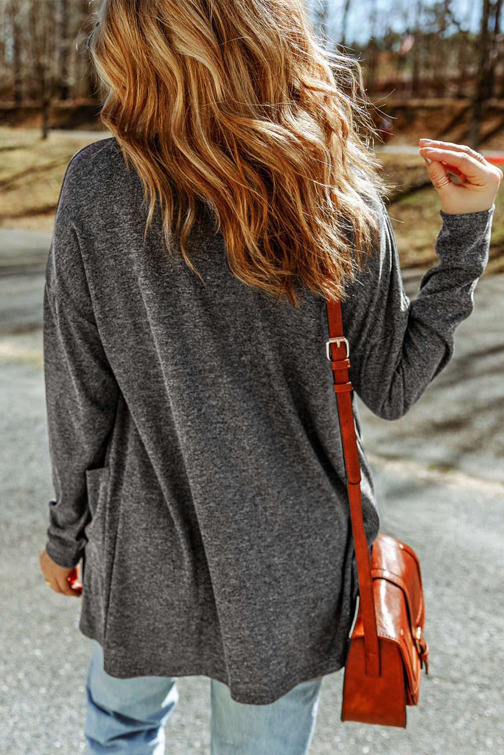 Long Sleeve Dropped Shoulder Cardigan with Pocket-Angel Casuals