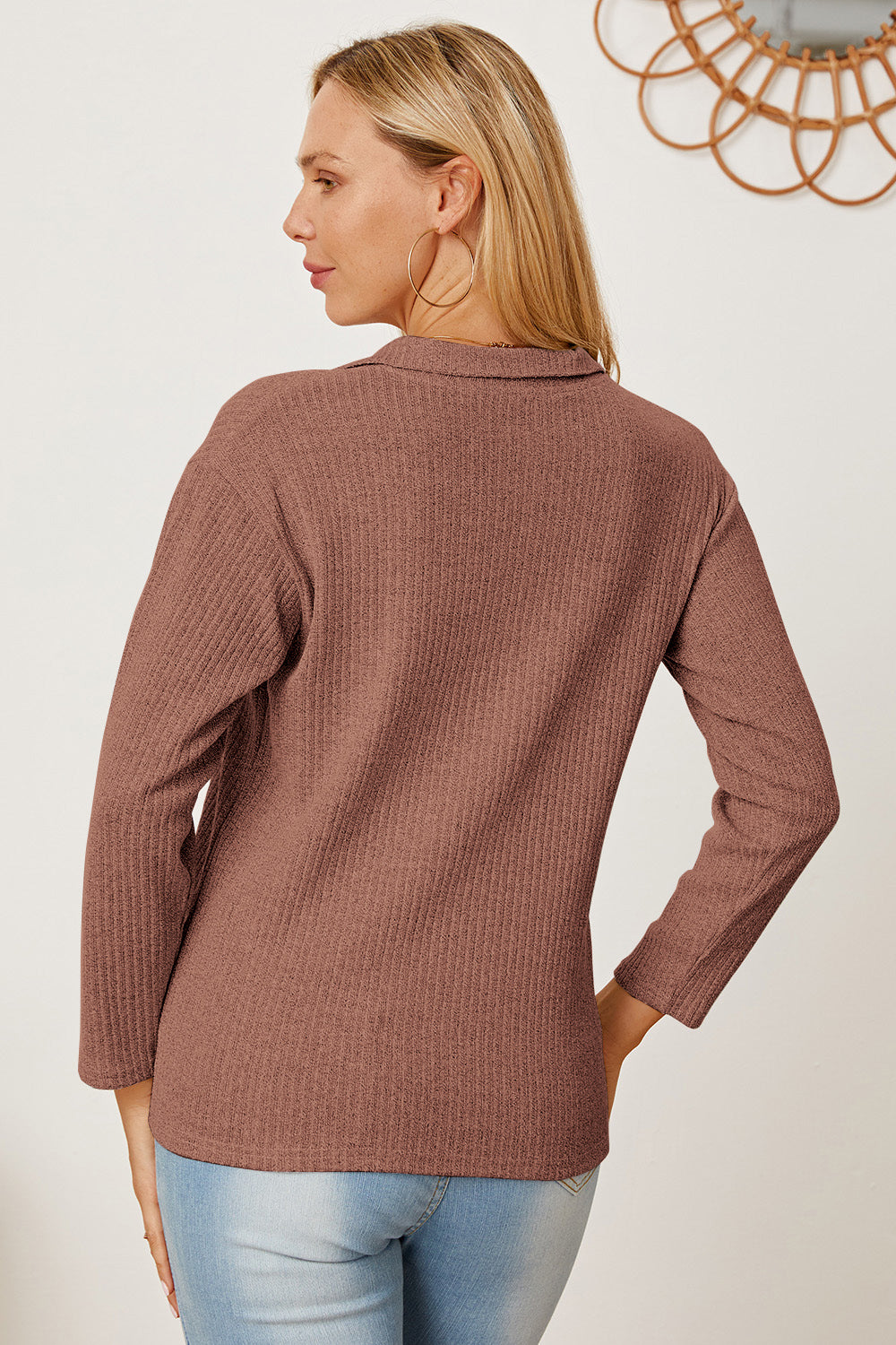 Collared Neck Dropped Shoulder T-Shirt-Angel Casuals