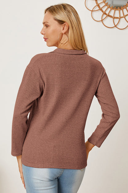 Collared Neck Dropped Shoulder T-Shirt-Angel Casuals