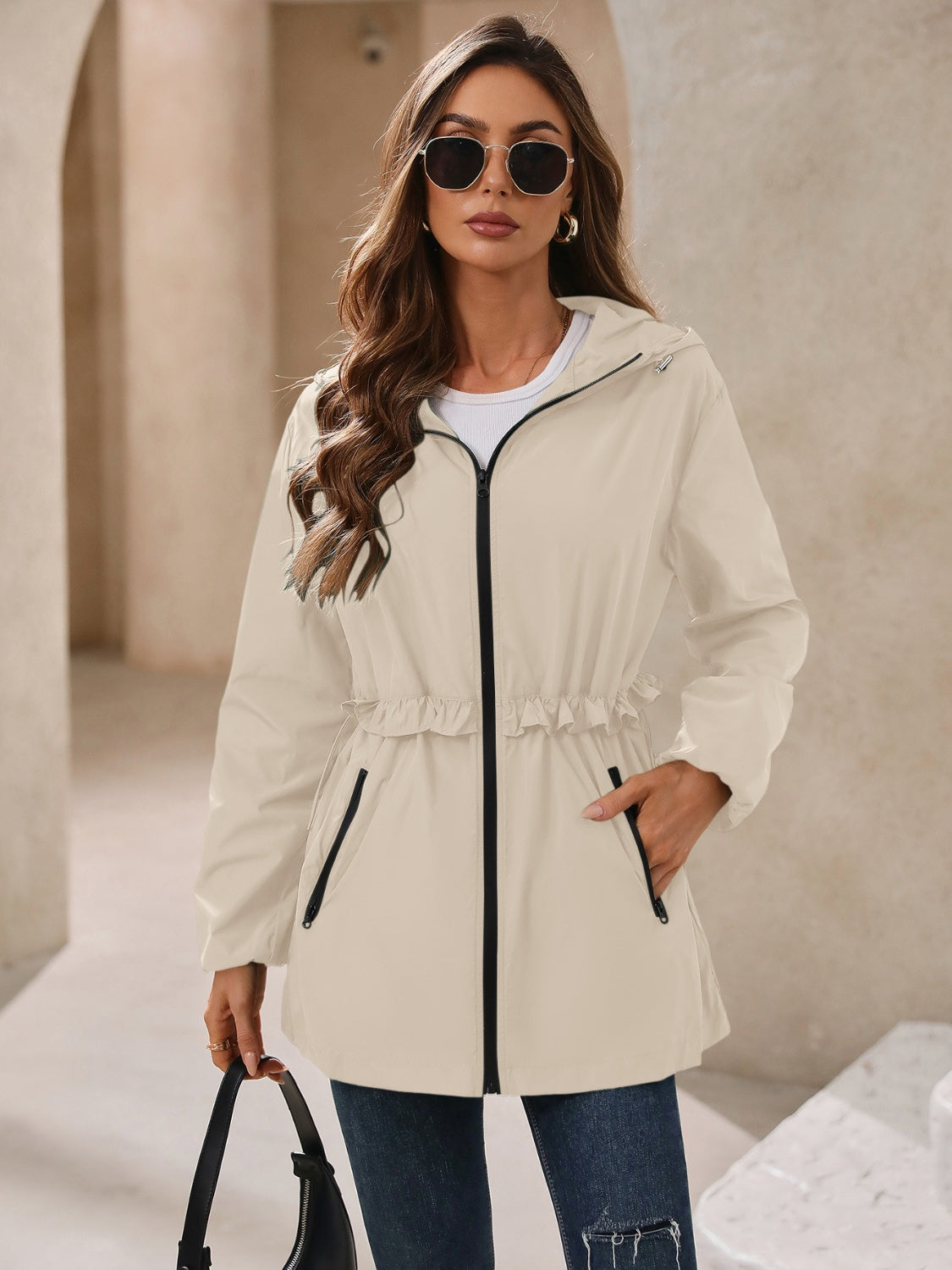 Ivy Lane Outdoor Waterproof Long Sleeve Hooded Windbreaker-Angel Casuals