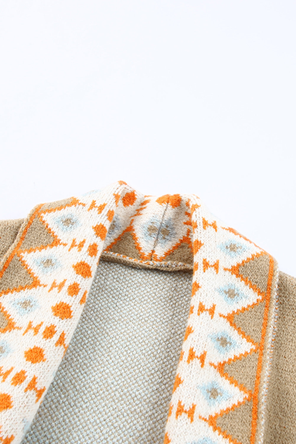 Geometric Open Front Long Sleeve Cardigan-Angel Casuals