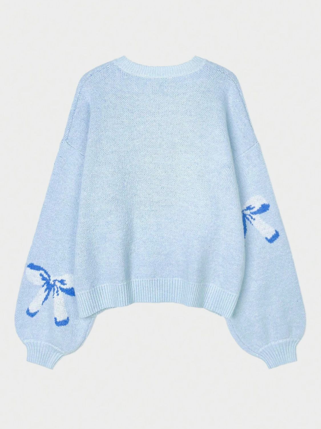 Bow Round Neck Long Sleeve Sweater-Angel Casuals