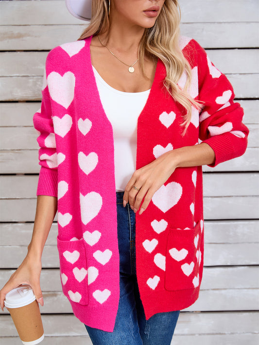 Angel Wings Heart Open Front Long Sleeve Cardigan-Angel Casuals