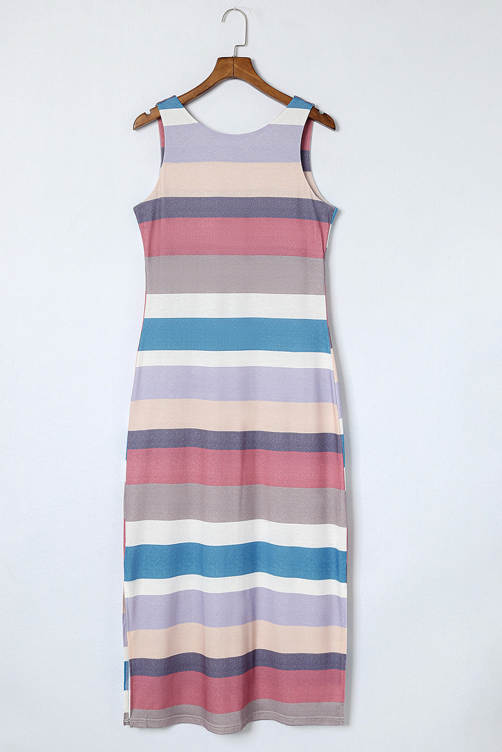 Striped Slit Sleeveless Maxi Dress-Angel Casuals