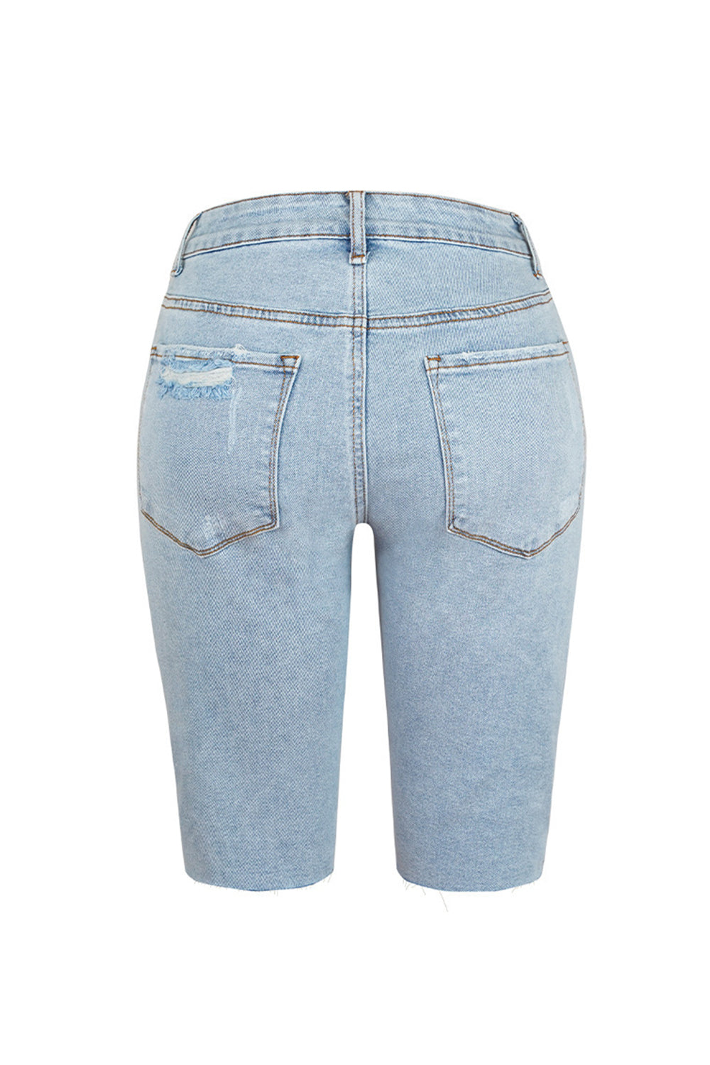 Distressed Raw Hem Denim Shorts-Angel Casuals