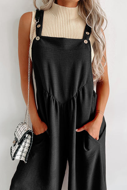 Square Neck Wide Strap Jumpsuit-Angel Casuals