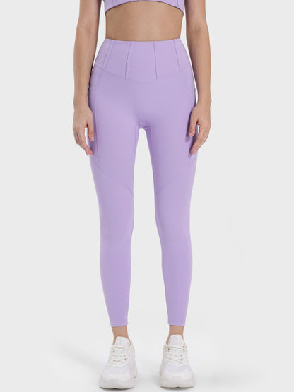 Pocketed High Waist Active Leggings-Angel Casuals