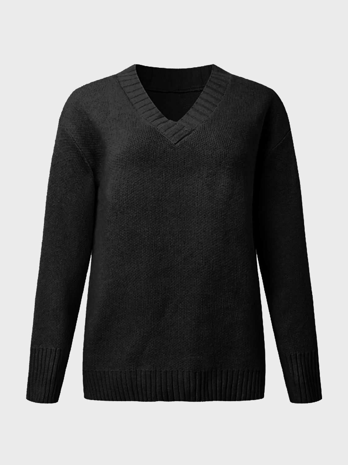 V-Neck Long Sleeve Knit Top-Angel Casuals