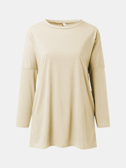 Full Size Round Neck Long Sleeve T-Shirt-Angel Casuals