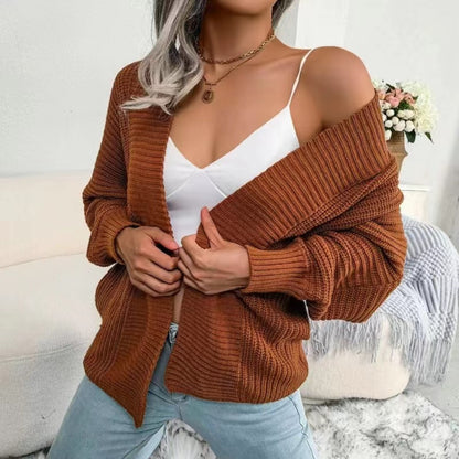 Open Front Lantern Sleeve Cardigan-Angel Casuals