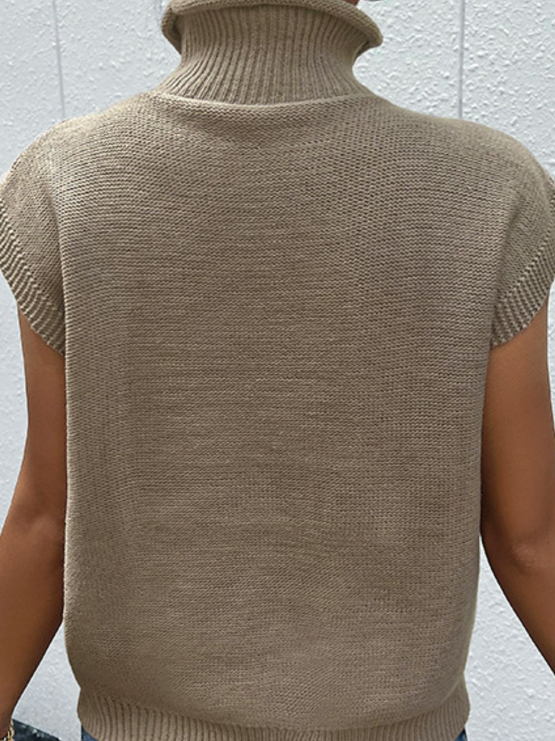 Mixed Knit Turtleneck Sweater Vest-Angel Casuals