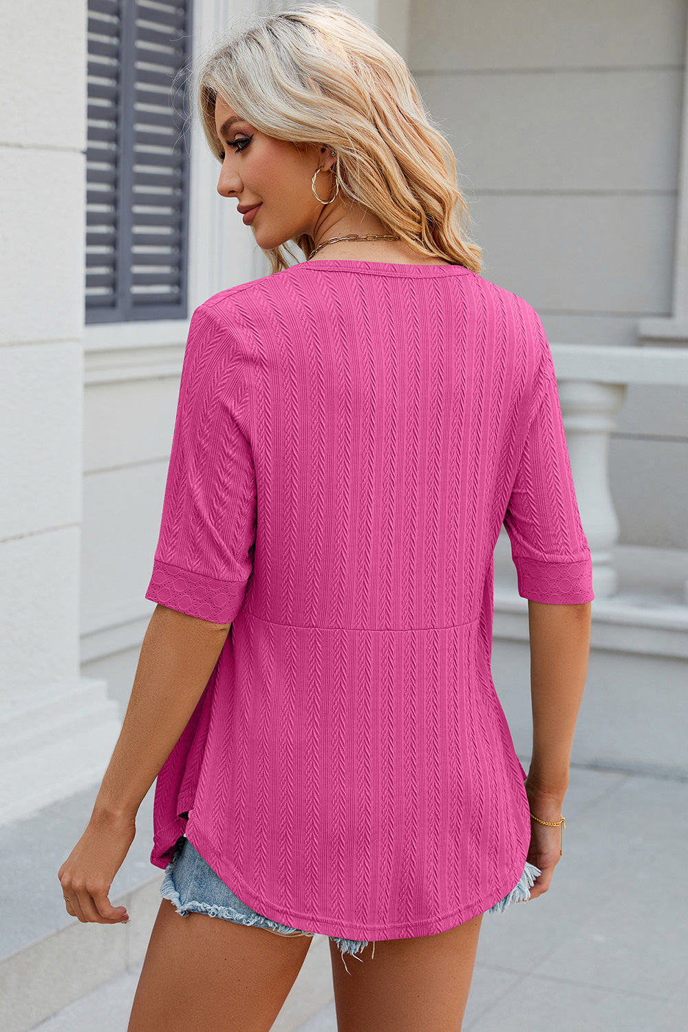 Eyelet Half Sleeve T-Shirt-Angel Casuals