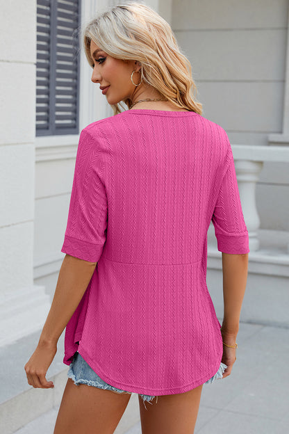 Eyelet Half Sleeve T-Shirt-Angel Casuals