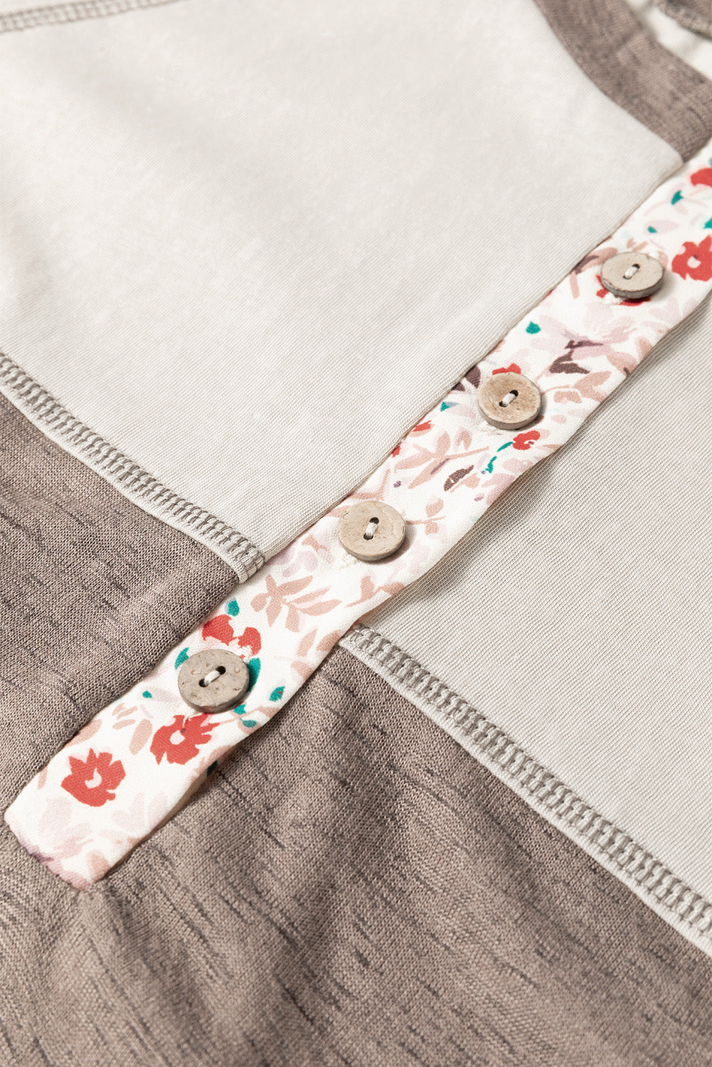 Floral Half Button Long Sleeve T-Shirt-Angel Casuals