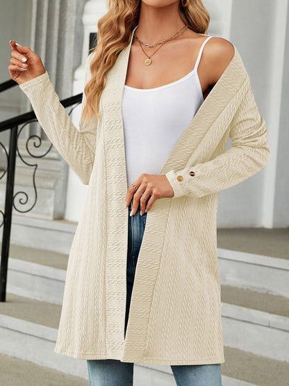 Open Front Long Sleeve Cardigan-Angel Casuals