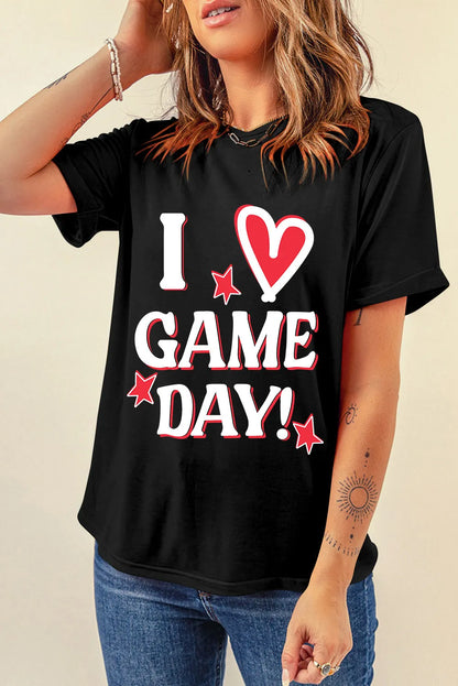Letter Graphic Round Neck Short Sleeve T-Shirt-Angel Casuals