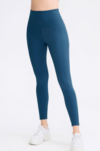 Wide Waistband Slim Fit Long Sports Pants-Angel Casuals