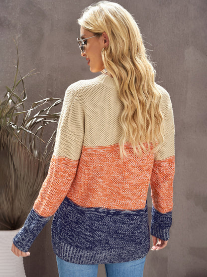 Color Block Dropped Shoulder Sweater-Angel Casuals