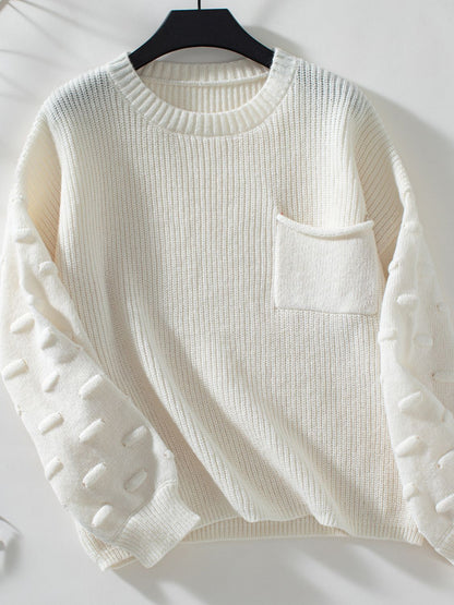 Round Neck Drop Shoulder Sweater-Angel Casuals