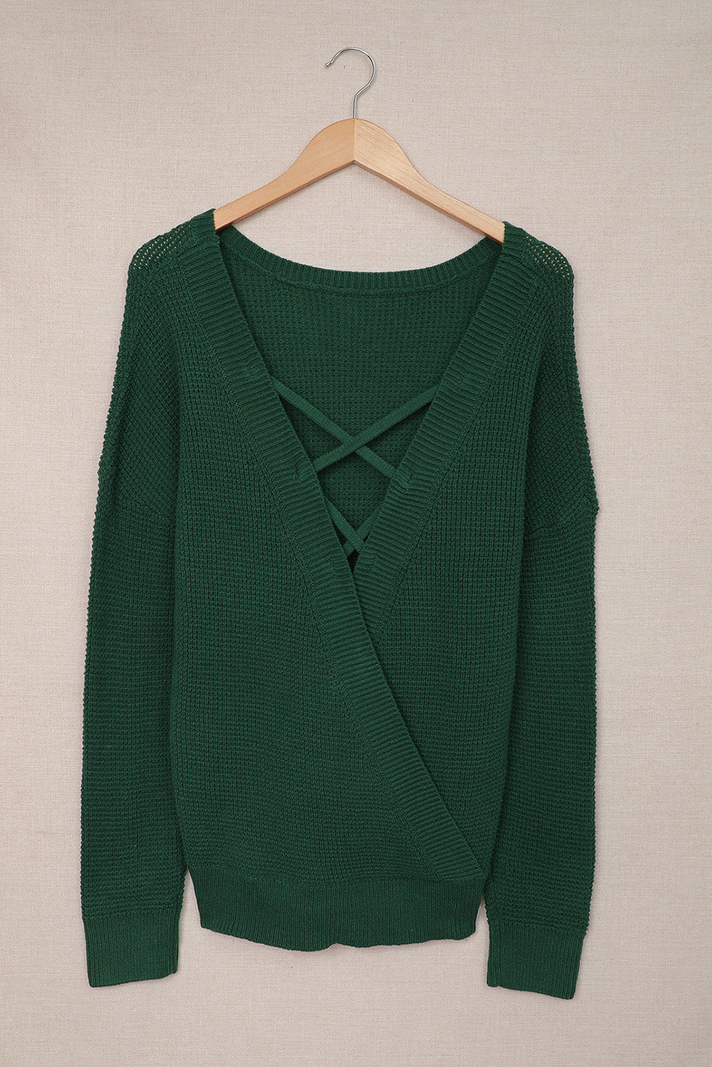 Crisscross Back Boat Neck Sweater-Angel Casuals