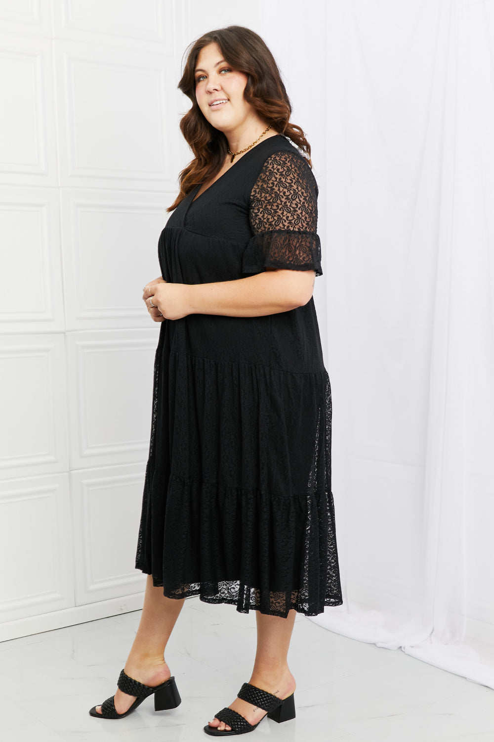 P & Rose Lovely Lace Full Size Tiered Dress-Angel Casuals