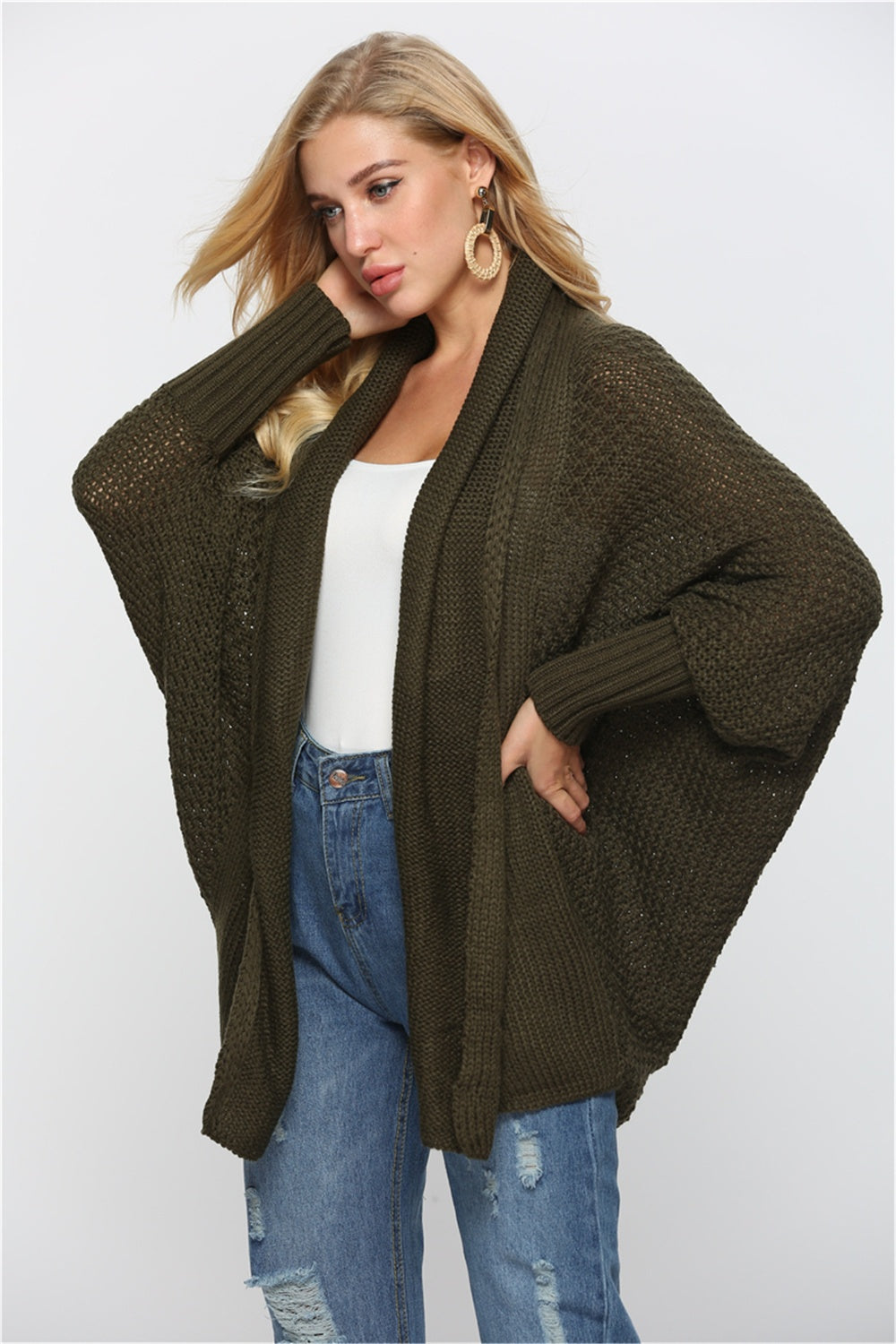 Angel Wings Open Front Batwing Sleeve Cardigan-Angel Casuals