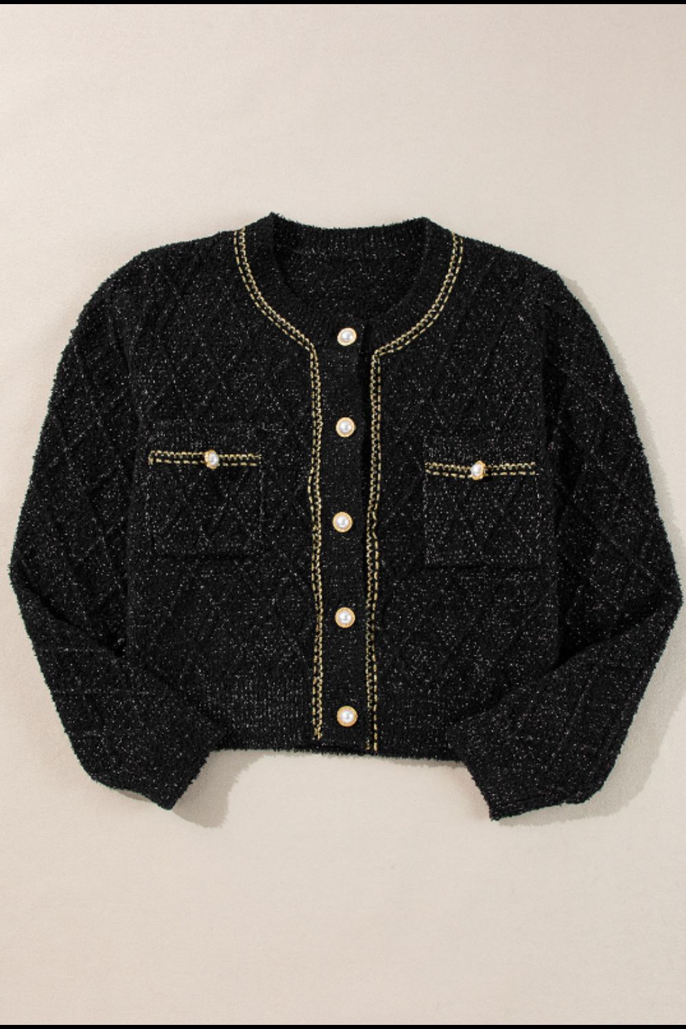 Round Neck Button Up Long Sleeve Cardigan-Angel Casuals