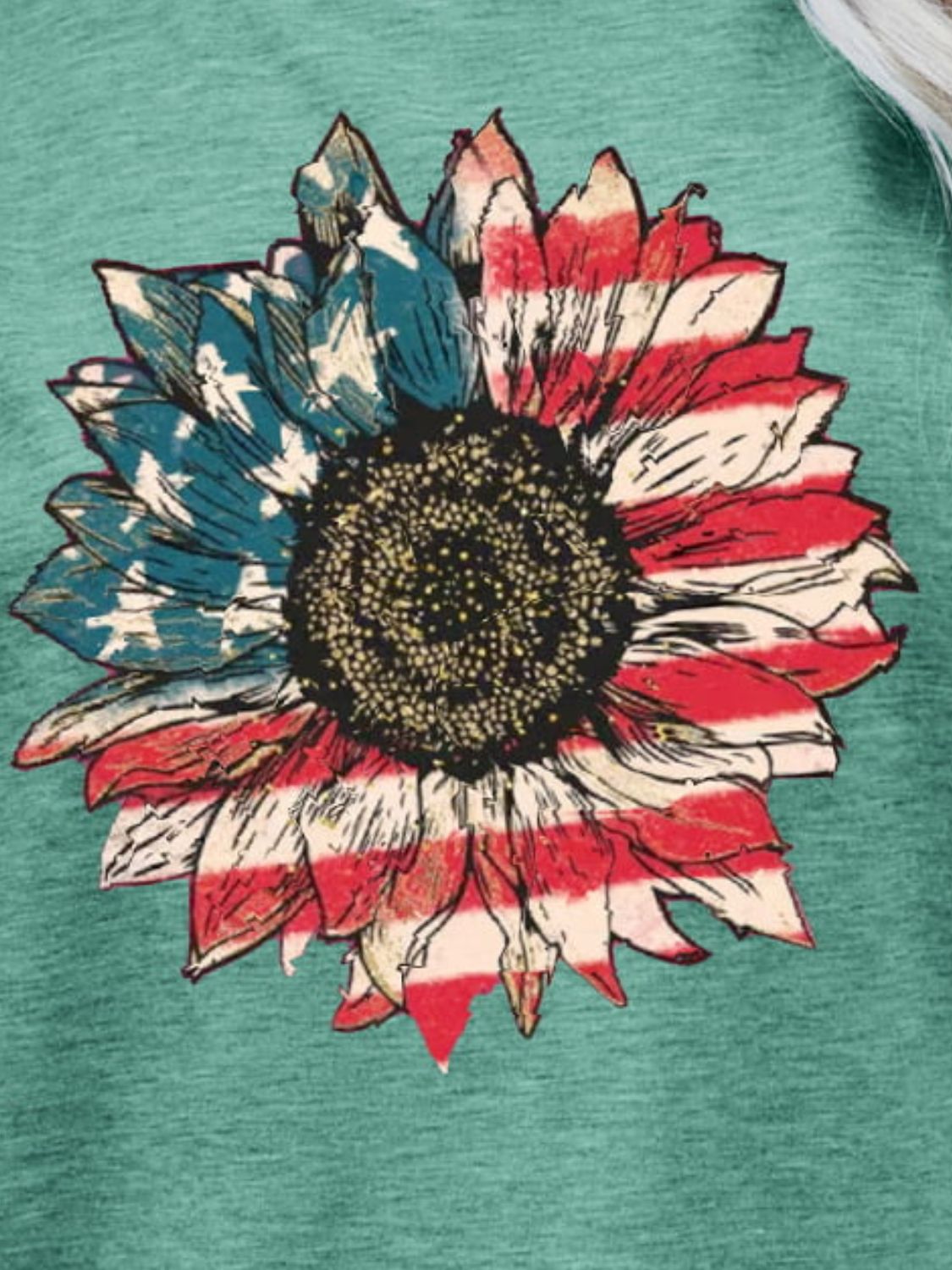 US Flag Flower Graphic Tee-Angel Casuals