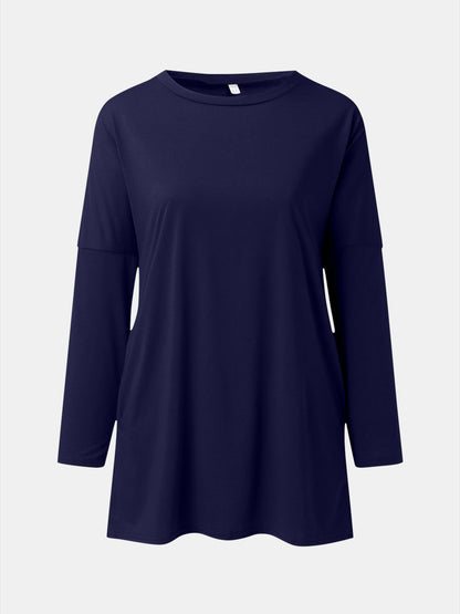 Full Size Round Neck Long Sleeve T-Shirt-Angel Casuals