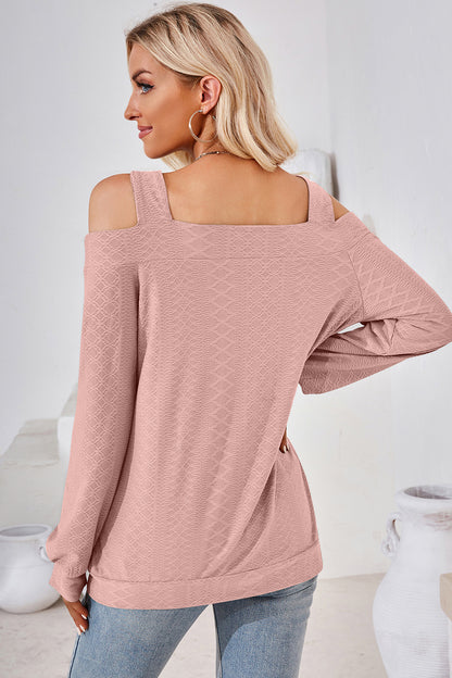 Cutout Square Neck Cold Shoulder T-Shirt-Angel Casuals