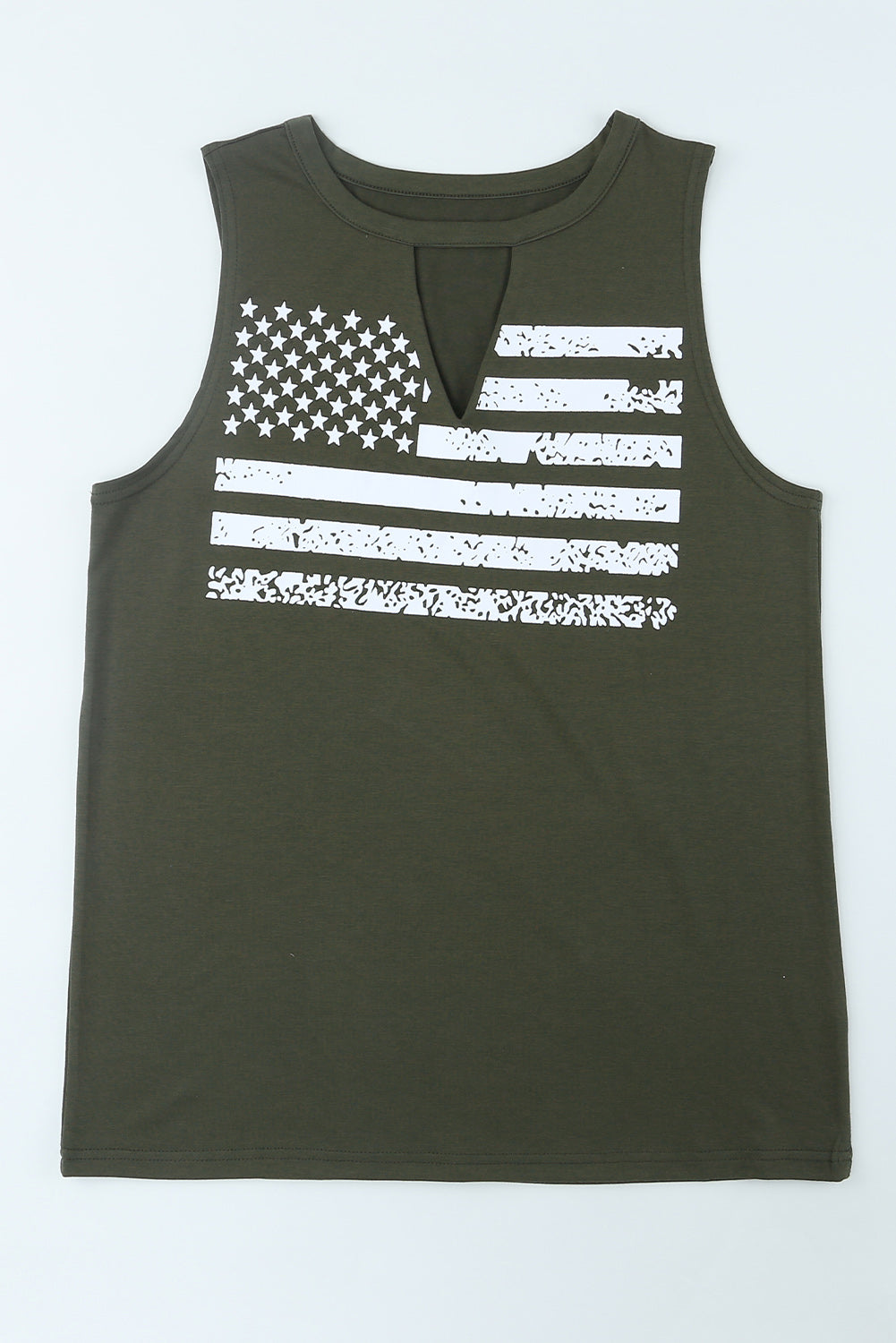 US Flag Graphic Cutout Round Neck Tank-Angel Casuals