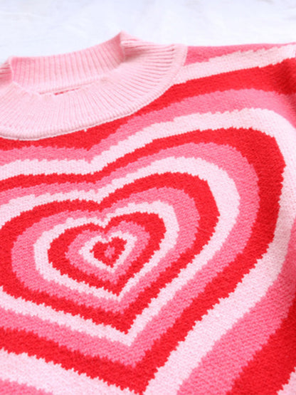 Heart Mock Neck Long Sleeve Sweater-Angel Casuals