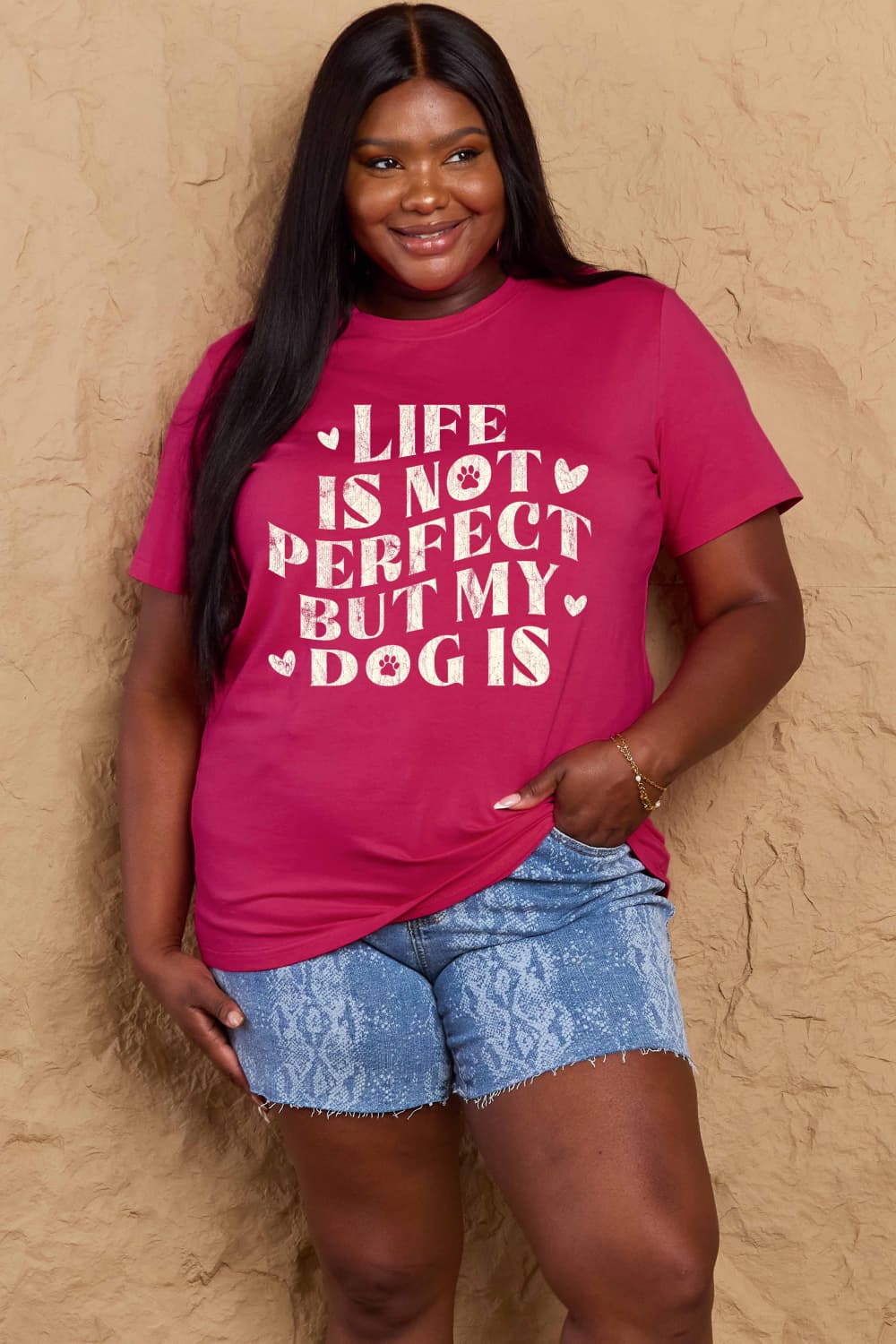 Simply Love Full Size Dog Slogan Graphic Cotton T-Shirt-Angel Casuals