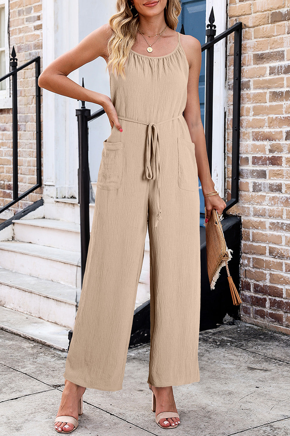 Scoop Neck Spaghetti Strap Jumpsuit-Angel Casuals