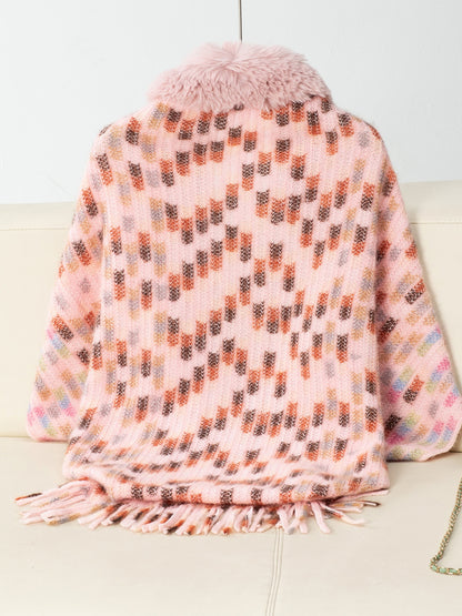Fringe Fuzzy Open Front Poncho-Angel Casuals