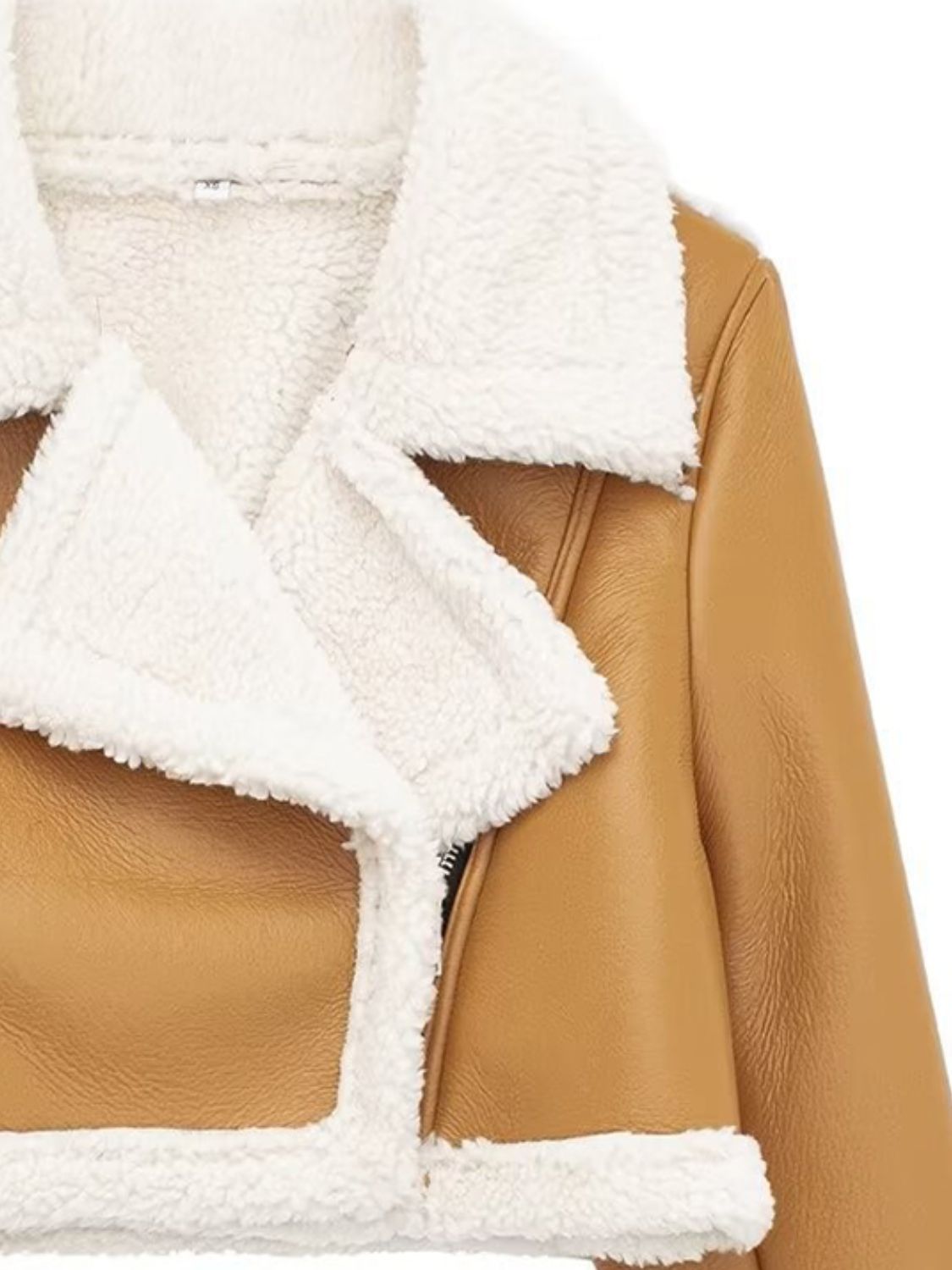 Collared Neck Long Sleeve Plush Cropped Jacket-Angel Casuals