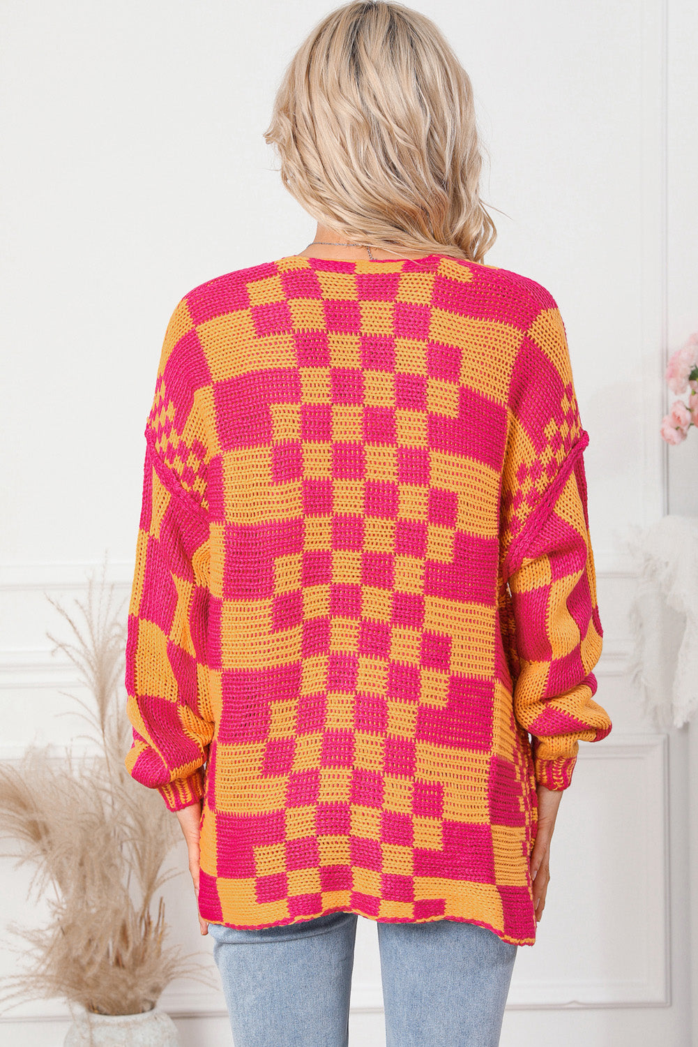 Contrast Exposed Seam Open Front Cardigan-Angel Casuals