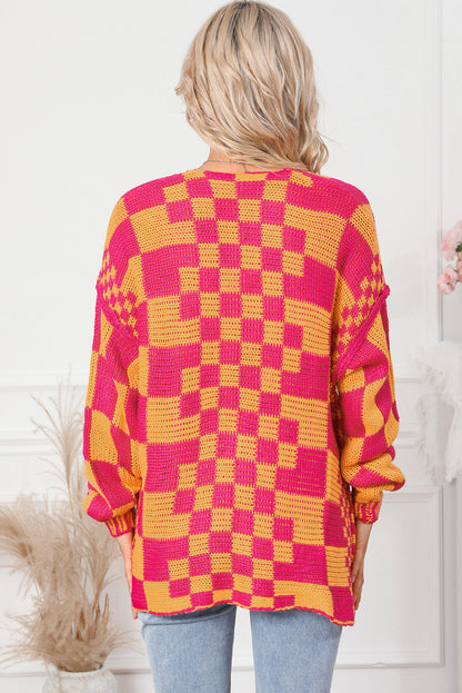 Contrast Exposed Seam Open Front Cardigan-Angel Casuals